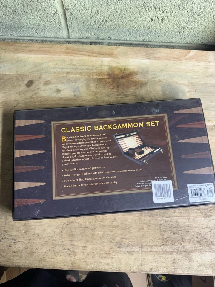 SEALED Classic Backgammon Game Set Travel Size Solid Wood Game Pieces - Image 3 of 4