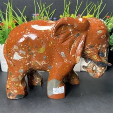 6.6LB 7.6"Natural Nongken Jasper Elephant Carving Crystal Quartz Figurine Decor