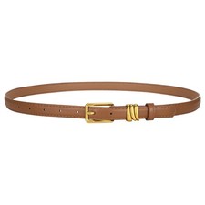 Skinny Leather Belt Ladies Black Thin Waist Belt for Dresses Jeans Pants with...