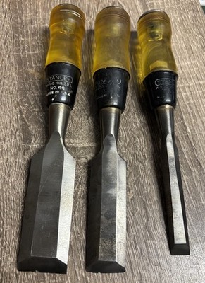 3 Vintage Stanley No. 60 Wood Chisels 1 1/4 ,  1  And 1/2 
