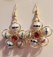 Dangle Earrings Silver Flower