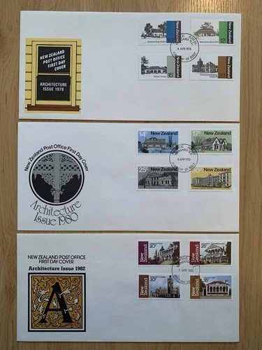 3 x New Zealand Architecture First Day Covers