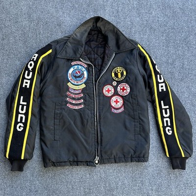 Aqua Lung Scuba Bomber Jacket With Diving Search Rescue Patches Vintage 1970s