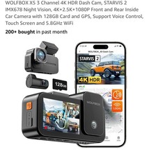 Wolfbox X5 4K 3-Channel Dash Cam W/ 128GB MicroSD Card