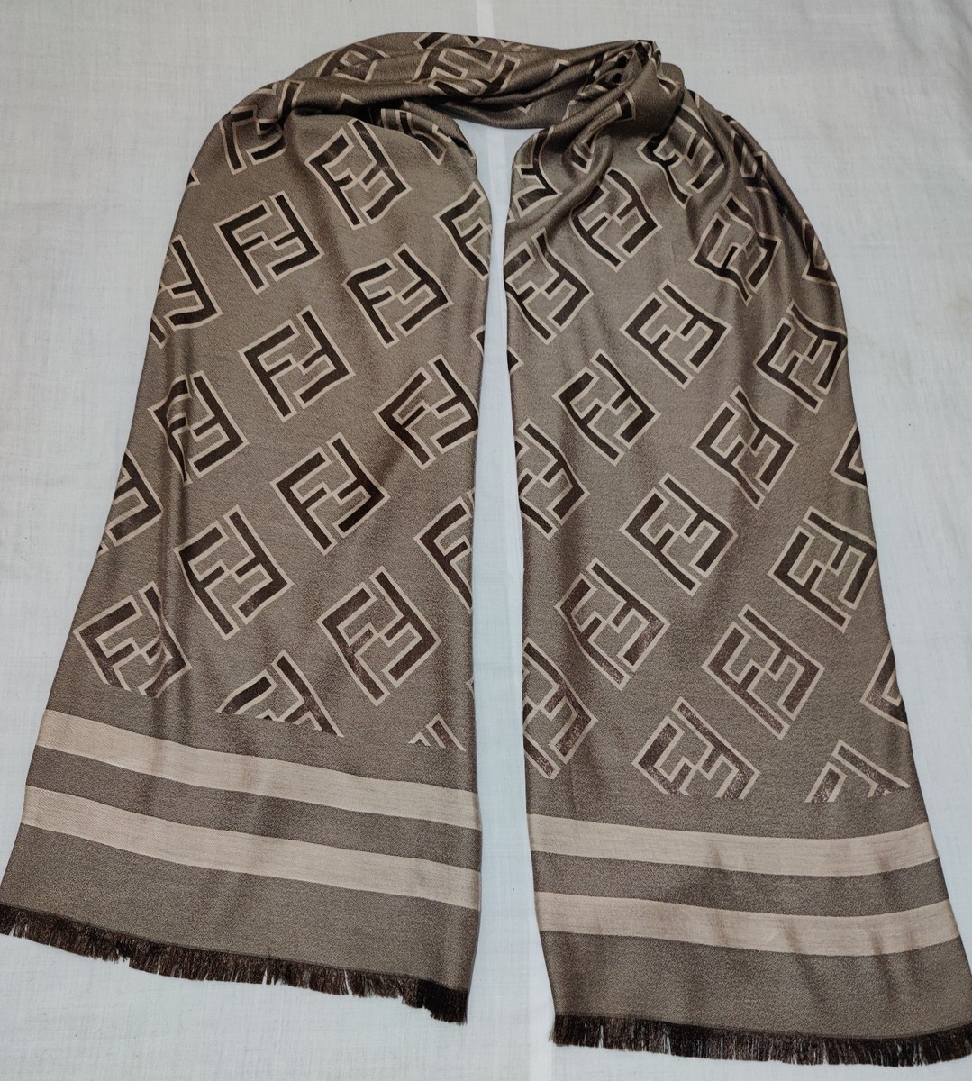 Fendi scarf Cashmere Silk shawl FF Logo Muffler Multicolor Unisex
