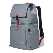 Coleman Now 18-Can Soft-Sided 31.86 qt Backpack Cooler, Gray and Red