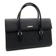 BURBERRY Saffiano Leather Handbag Nova Check Women Used Authentic