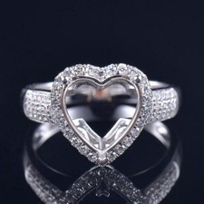 Oval Shape 8x6mm 4-Prong Solitaire Semi Mount Ring 925 Silver Tapered Band