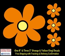 Scooby Doo Hippie Flower 8" & 2" Orange Yellow Vinyl Decals Window Car Truck Van