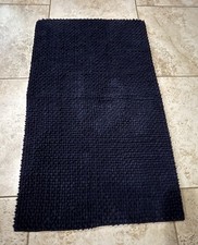 20" x 34" Threshold Low Chenille Memory Foam Navy Bath Rug