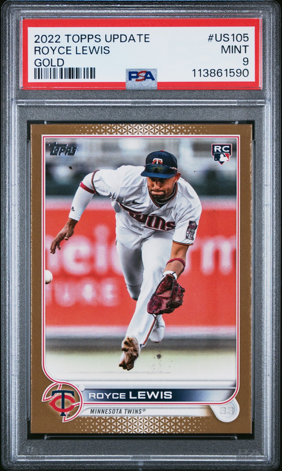 2022 TOPPS UPDATE GOLD #US105 ROYCE LEWIS ROOKIE RC 96/2022 PSA 9