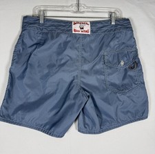 Birdwell Beach Britches Blue Size 33 Board Shorts Surfing Made in USA Nylon