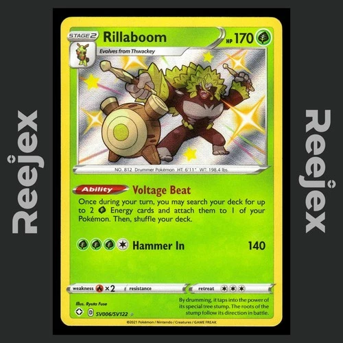 Rillaboom - SV006/SV122 - Shiny Rare - Shining Fates Shiny Vault - NM/M