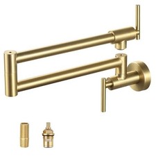 AKLFGN Wall Mount Pot Filler Faucet Double Handle Brushed Gold CFLT-820LSJ