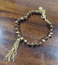 TED BAKER SMALL BEAD BRACELET OLD GOLD TONE / BRONZE COLOUR 17cm