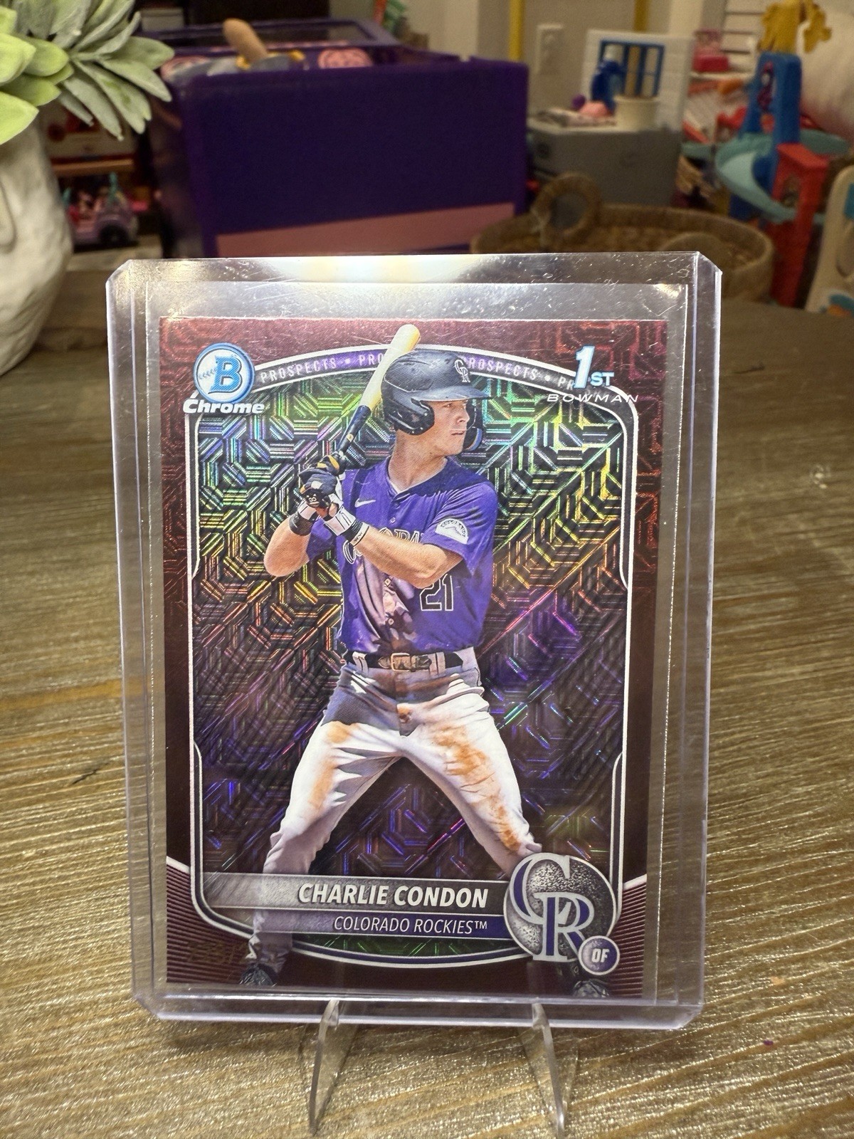 2025 Bowman 1st Charlie Condon Burgundy Mojo Refractor 229/275 Colorado Rockies