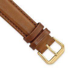 17mm 7.5" Havana Smooth Leather Gold-tone Buckle Watch Band