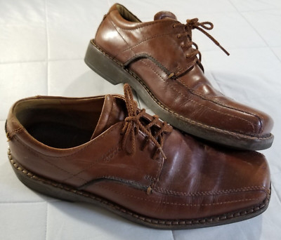 Ecco Vegetable Tanned 43 D Brown Leather Laced Up Casual Loafers Fast Shipping