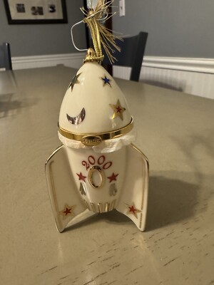 LENOX 2000 Y2K Rocket Ship Time Capsule Trinket Box Christmas/Holiday 4'' 