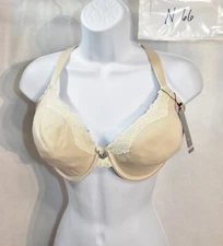 Curvy Couture Bra Size 36F Beige Full Coverage 1009