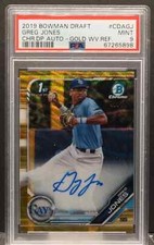 2019 1st Bowman Chrome Draft Greg Jones Gold Refractor Auto #/50 PSA 9 Rays