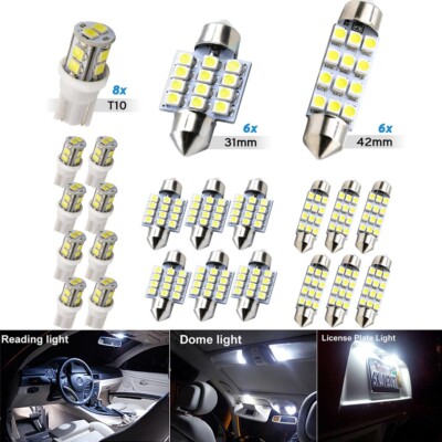 20pcs LED Interior Lights Bulbs Kit Car Trunk Dome License Plate Lamps 6000K