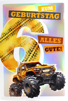 Kurt Eulzer 6 Jahre Geburtstag Karte Gelb Gruß- Klapp- GlüCkwunschkarte Junge