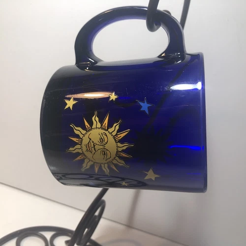 VTG Celestial Libbey Mug Cobalt Blue Sun, Moon, & Stars 1990’s RARE