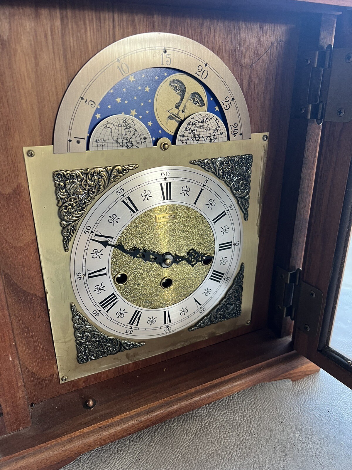 Franz Hermle Emperor Westminster Chime Moon Phase Mantle Clock 341020