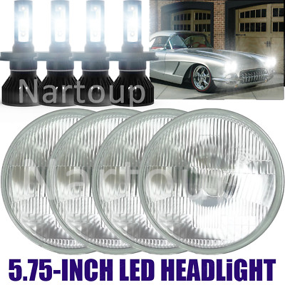 4pcs 5.75'' Led Headlights Hi/Lo Beam For 1958-1975 Oldsmobile Delta-88 Cutlass