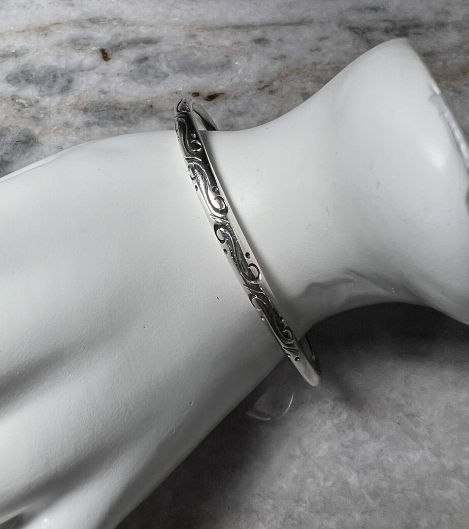 925 Solid Sterling Silver Cuff Bracelet, Detailed… - image 1