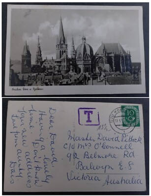 #ad #ad 1952 Germany Postcard Cathedral in Town Hall 10pfg Stamp cd Koblenz AU $20.00