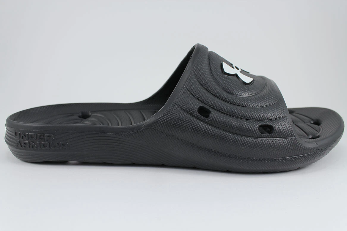 UNDER ARMOUR UA LOCKER IV SLIDE BLACK WHITE WATERPROOF SHOWER