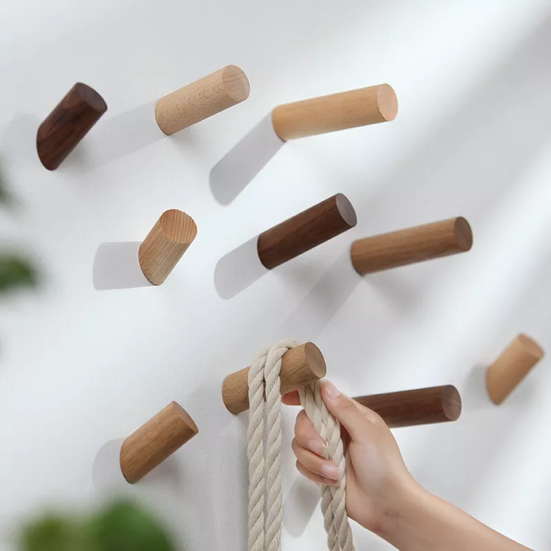 1PC Wooden Wall Mounted Hook Peg Coat Hanger Pegs Rack Hooks