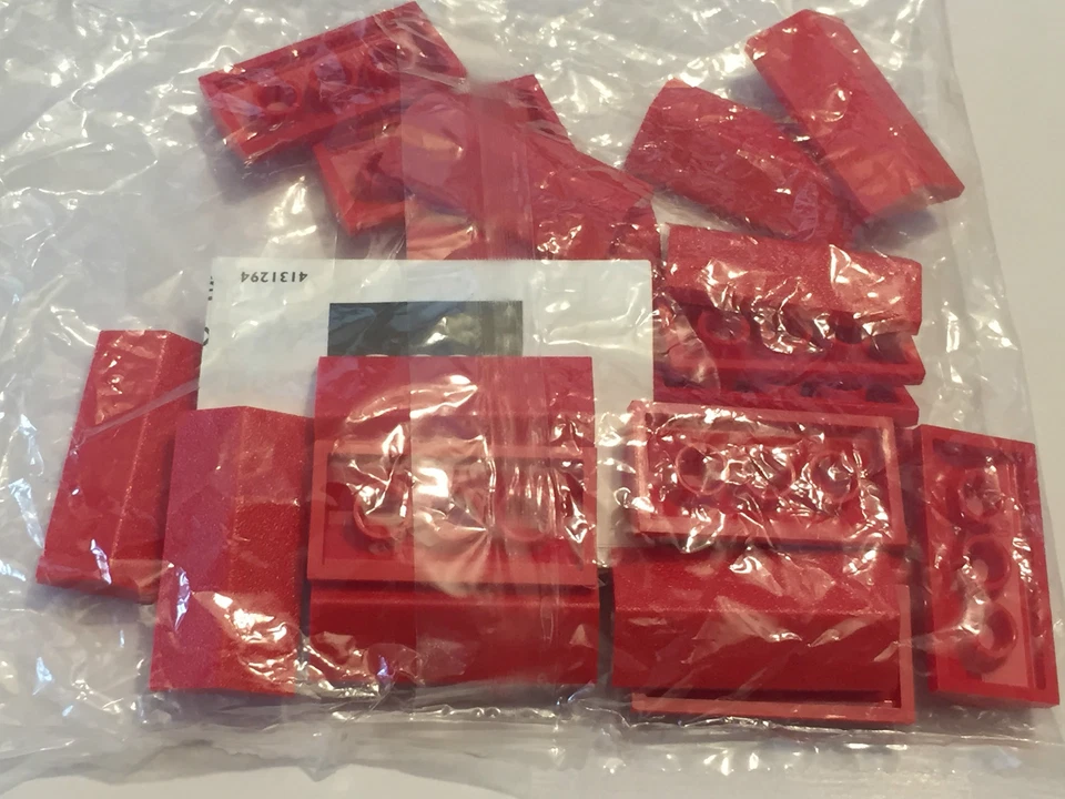 *NEW* 25 Pieces Lego RED RIDGED Roof Tiles 2x4 LOW DOUBLE Slope 33 3299 (B005)  - Image 2 of 3