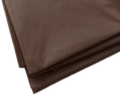 Brown Waterproof Rip Stop Ripstop Fabric Nylon Look Material Cover 150cm Wide