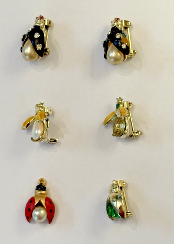 Lote de 6 prendedores de solapa vintage surtidos de micro insectos esmalte Ladybug insecto insecto - Imagen 5 de 12