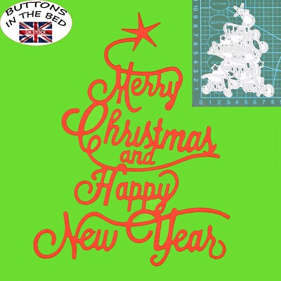 Eine Metall-Stanzschablone ''Frohe Weihnachten & einen guten Rutsch ins neue Jahr'', Karten basteln, C6