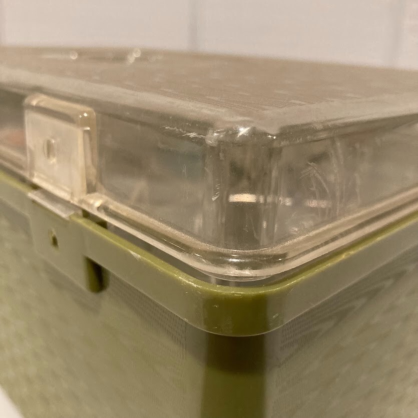 WIL-HOLD Plastic SEWING BOX 1970s Green with Tray Med Size Vintage Wilson Mfg.