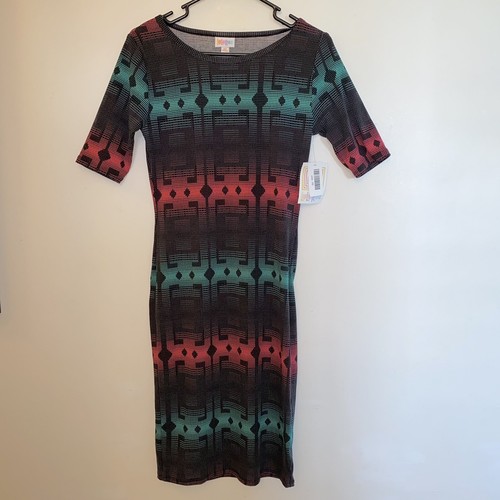 Robe LuLaRoe Julia Taille XS Neuve Avec étiquettes - Noir, Manches Courtes, Style Bodycon