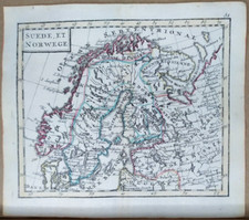 Antica mappa Norvegia Svezia Finlandia Lapponia Livonia Riga Remondini 1801