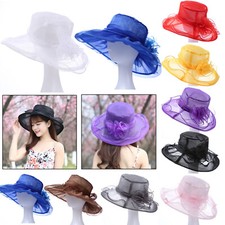 Women Wide Brim Sun Hat Ladies Church Wedding Kentucky Tea Party Derby Noble Cap