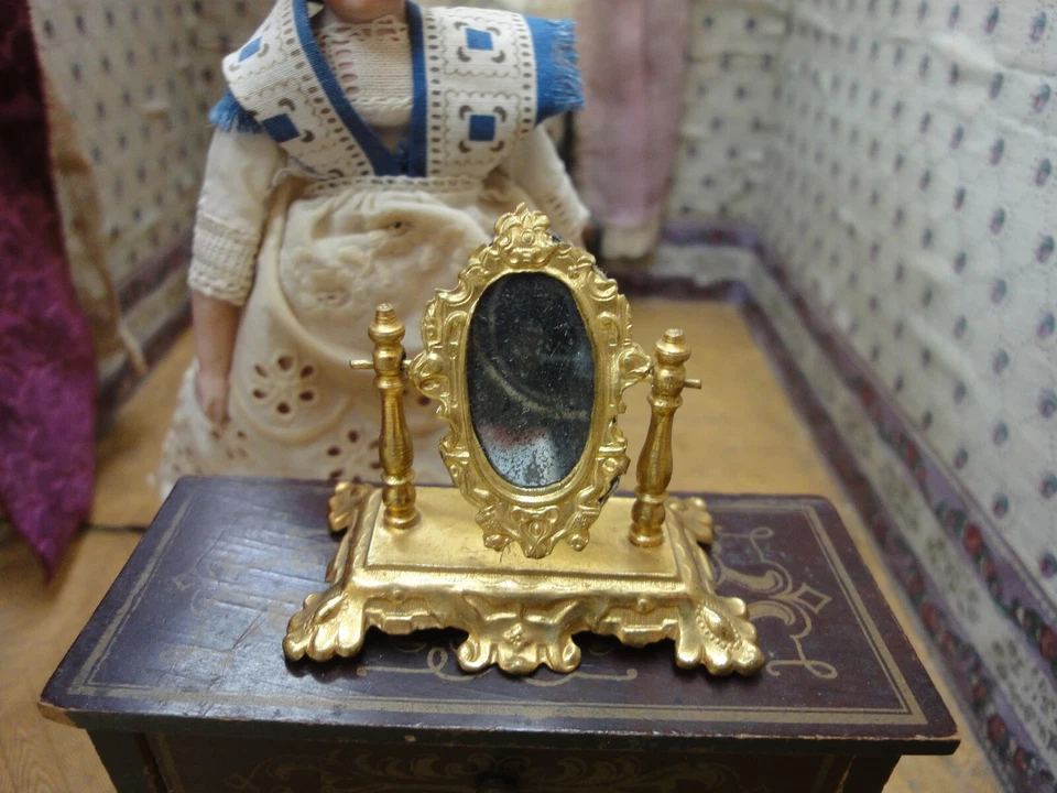 Alter Schminkspiegel Erhard & Söhne für antike Puppenstube Gottschalk Haus - Bild 3 von 4