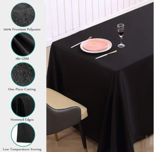 Surmente Tablecloth 90 x 132-inch Rectangular Polyester Table Cloth - Black