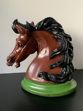 Vintage Ceramic Horse Head Statue-SOLID! 9.8lbs! 11” Tall