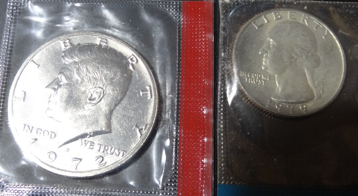 1972-D KENNEDY HALF DOLLAR and 1979 Washington Quarter 