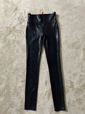 Spanx Women's Black Mid Rise Waisted Faux Leather Leggings Size Small