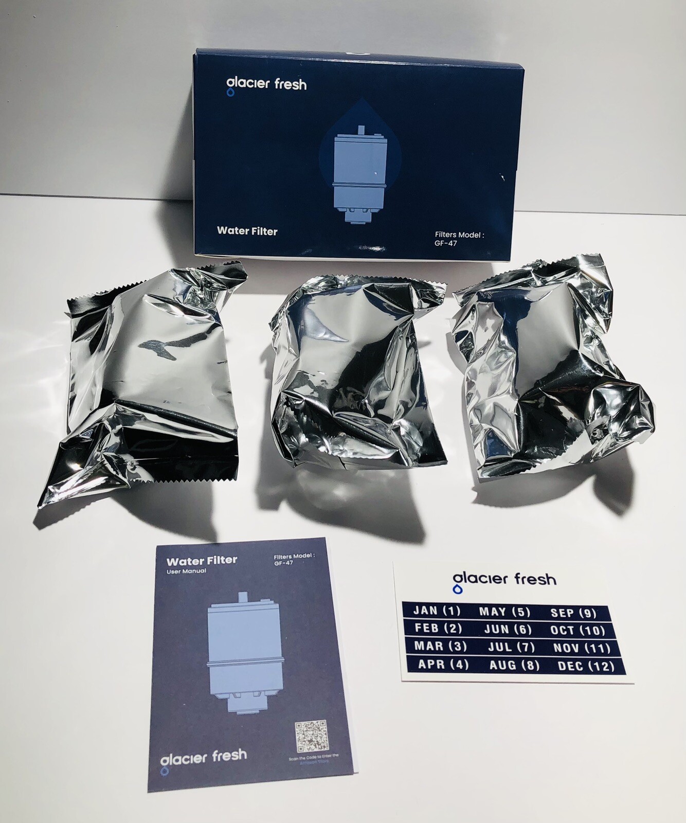 GLACIER FRESH GF-47 Refrigerator Water Filter 3 Pack Compatible with Model GF-47 Ensuring Clean Fresh Water