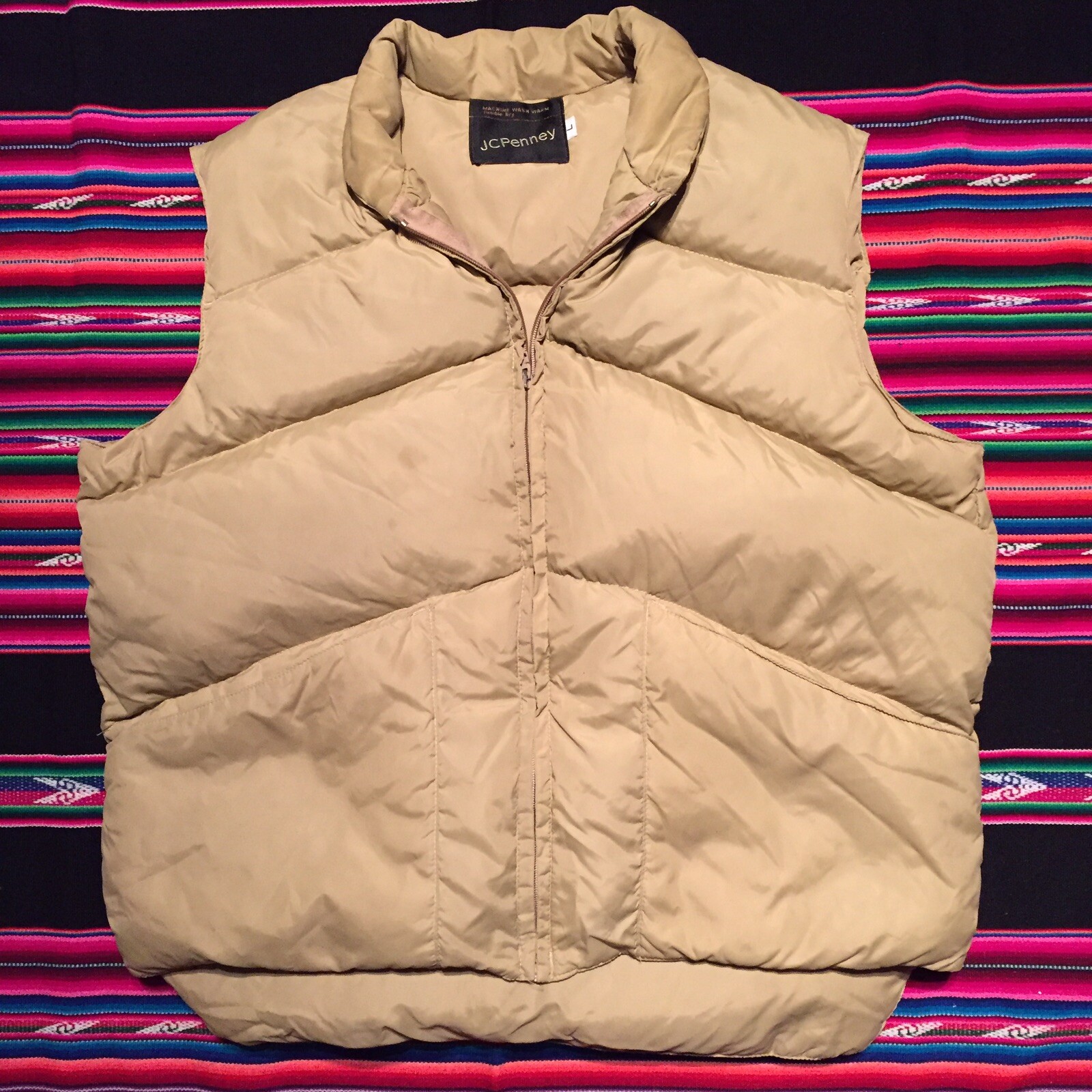 Vintage Jc Penney Tan Puffer Vest Mens 