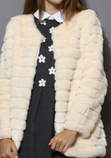 Quilted Faux Fur Coat (cream/ Size S) Rrp£75